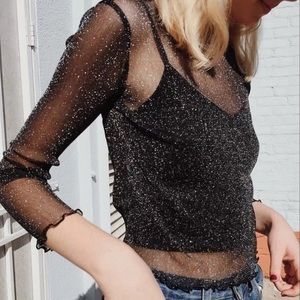 Brandy Melville sheer sparkly top